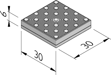 Dalles à protubérances en caoutchouc 30x30