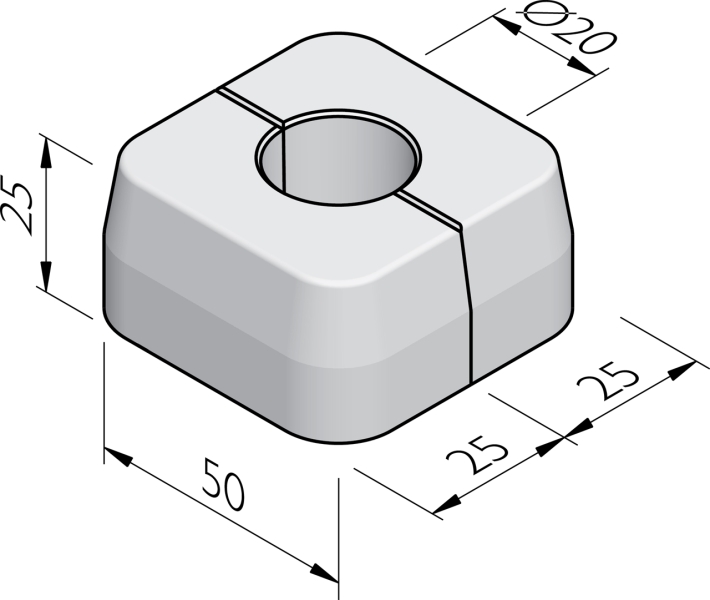 Blocs pour poteau d'éclairage 50x25x25